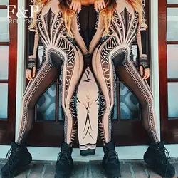 Burning Man Festival Bodysuit For Women Tribal Tattoo Print Mesh Jumpsuit Curvy African Aztec Bodysuit Celebrity Catsuit