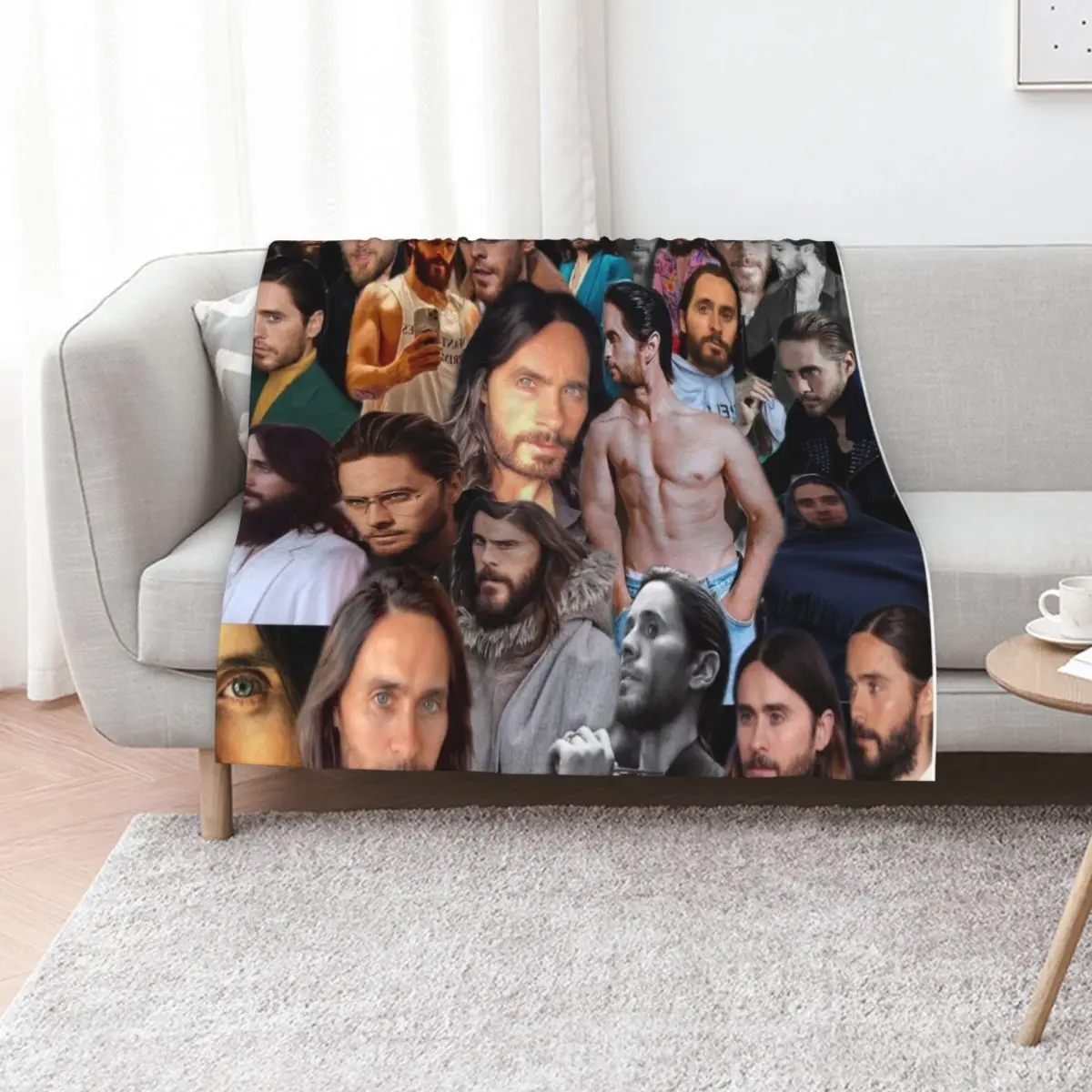 jared leto photo collage Throw Blanket For Sofa Thin for babies Sofa Quilt Tourist Luxury Blankets