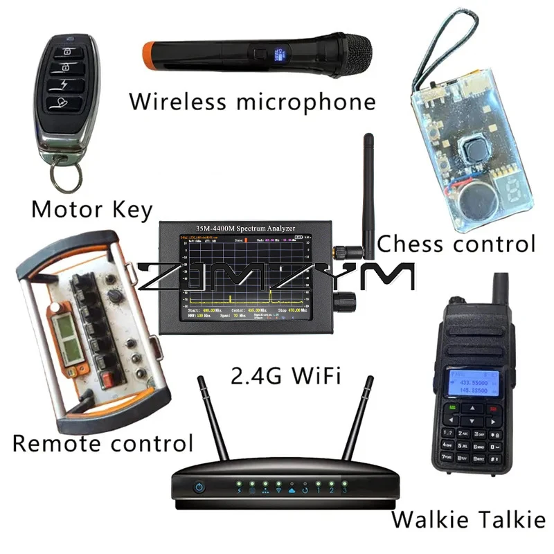 Spectrum Analyzer 35M-4400M Big LCD Screen Wireless Signal Detector for Radio WiFi GSM Camera Search Full-Range RF Detector