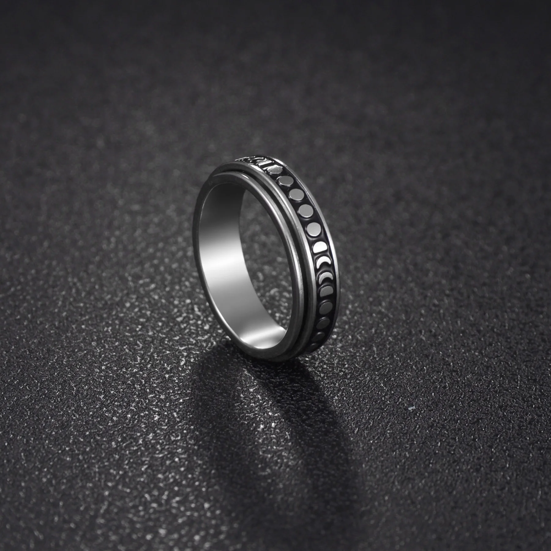 Jewelry Gifts Anxiety Ring Moon Spinner Rings For Women & Men Stainless Steel Rotate Freely Spinning Anti Stress Accessories