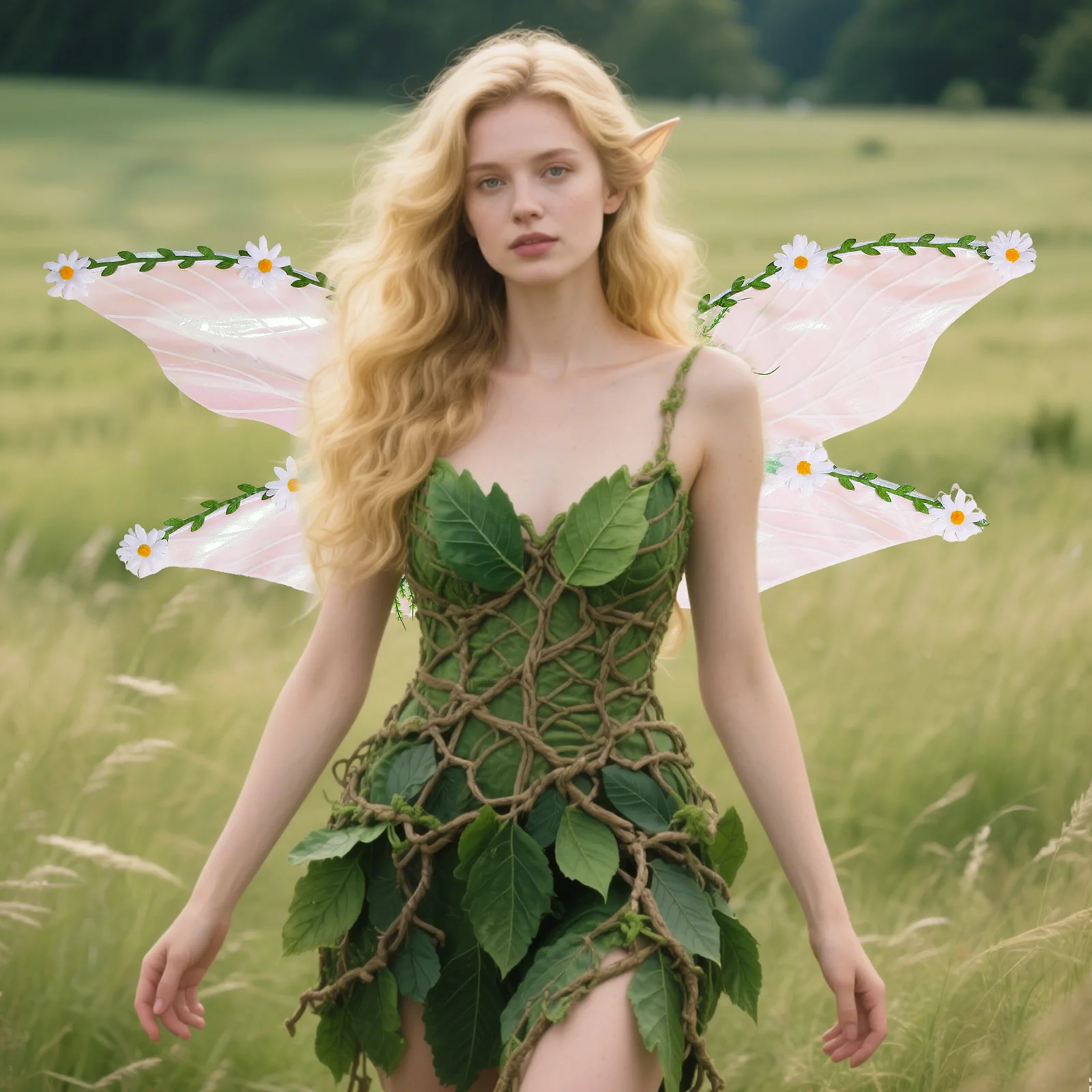 

Adult Halloween Christmas Green Cicada Wing Elf Costume Performance Props New Arrival Fairy Tale Cosplay Outfit Party Accessory