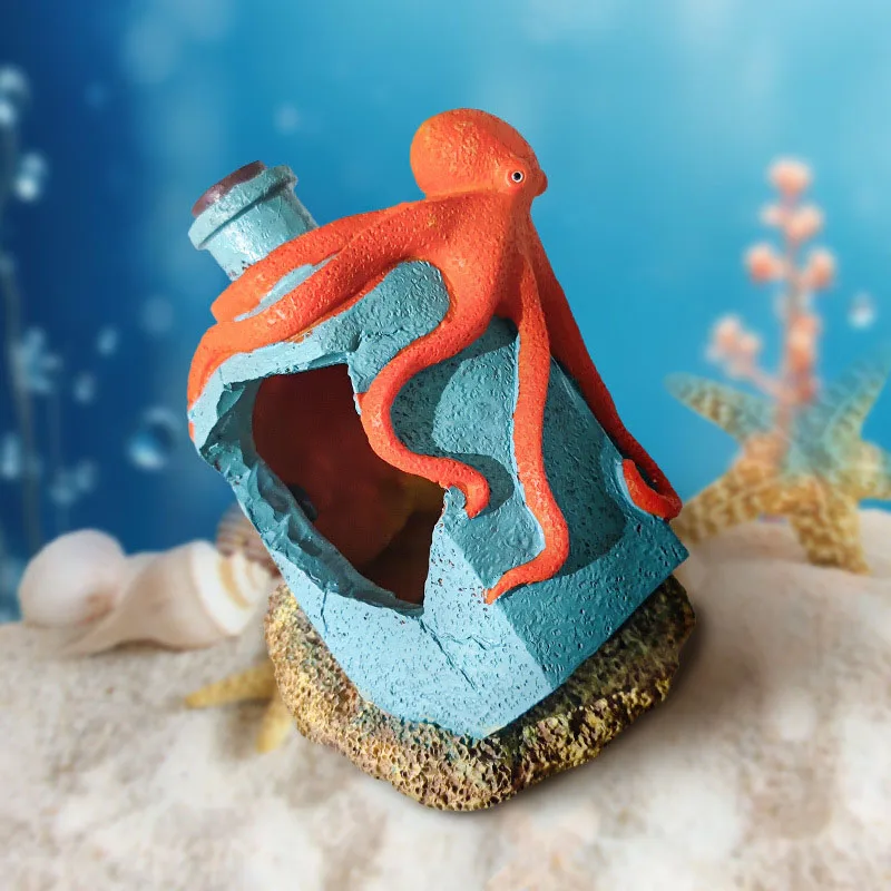 Adorno pulpo gris para acuario - Refugio para peces y camarones - imagen 4