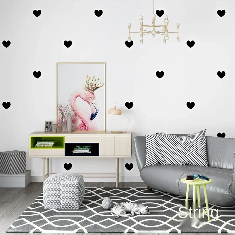 ورق حائط على الطراز الشمالي بتصميم هندسي بسيط وحديث على شكل حب لغرفة المعيشة وغرفة النوم وخلفية التلفاز ورق حائط أحمر شبكي