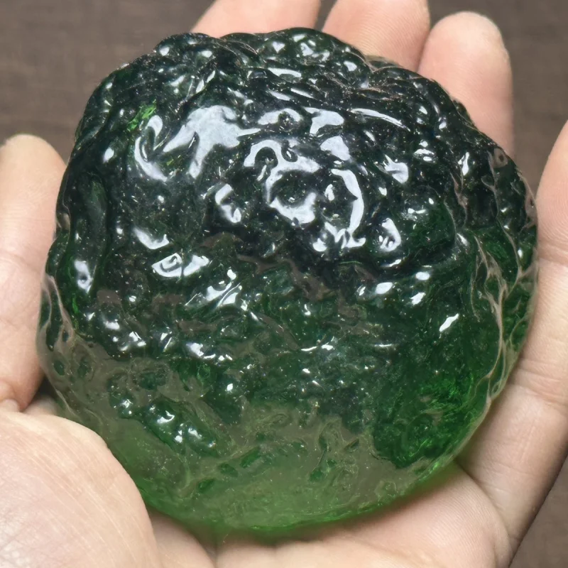 

Desert Colorful Glass Meteorite Olive Meteorite Large Handheld Oval Green Meteorite Ornament