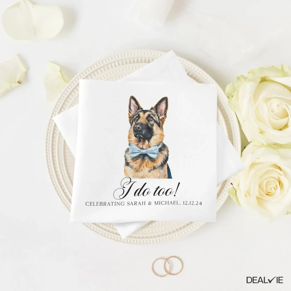 80 pcs Custom Pet Napkins,Personalized Dog Napkins,Wedding Napkins,Custom Pet Cocktail Napkins,Engagement Napkins