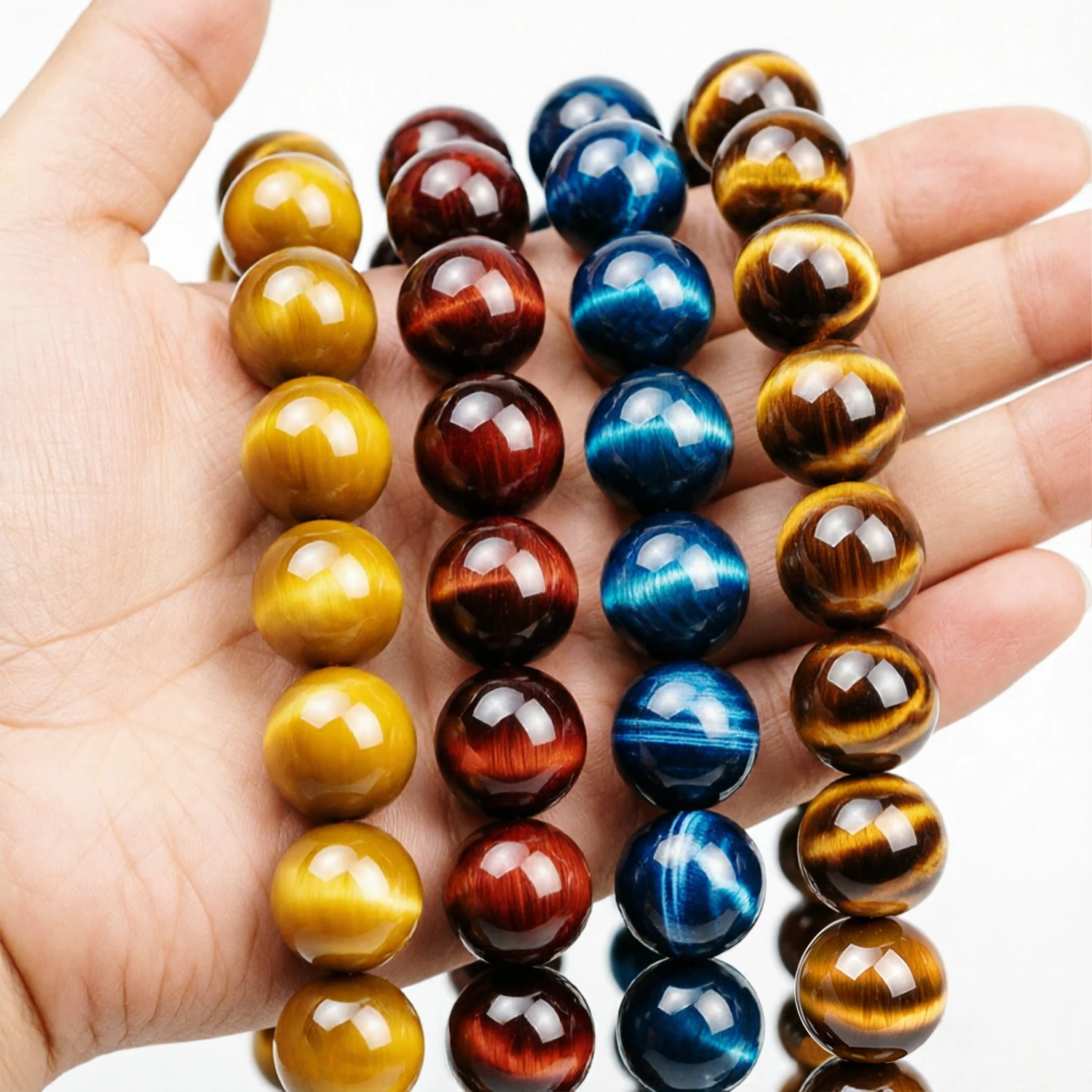 4 Colors Natural Stone Golden Tiger Eye Polished for Crafting, Home Decor Accents, Desk Organizer Decor, Art Supplies for Adults