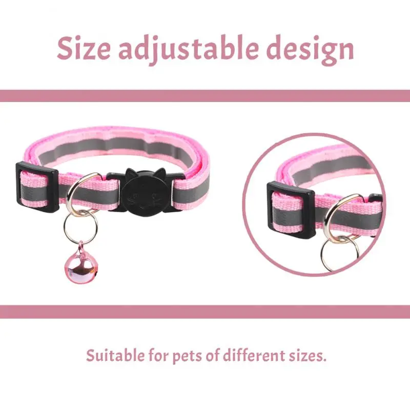 Colors Reflective Breakaway kitten Collar Neck Ring Necklace Bell Pet Products Safety Elastic Adjustable With Soft Material