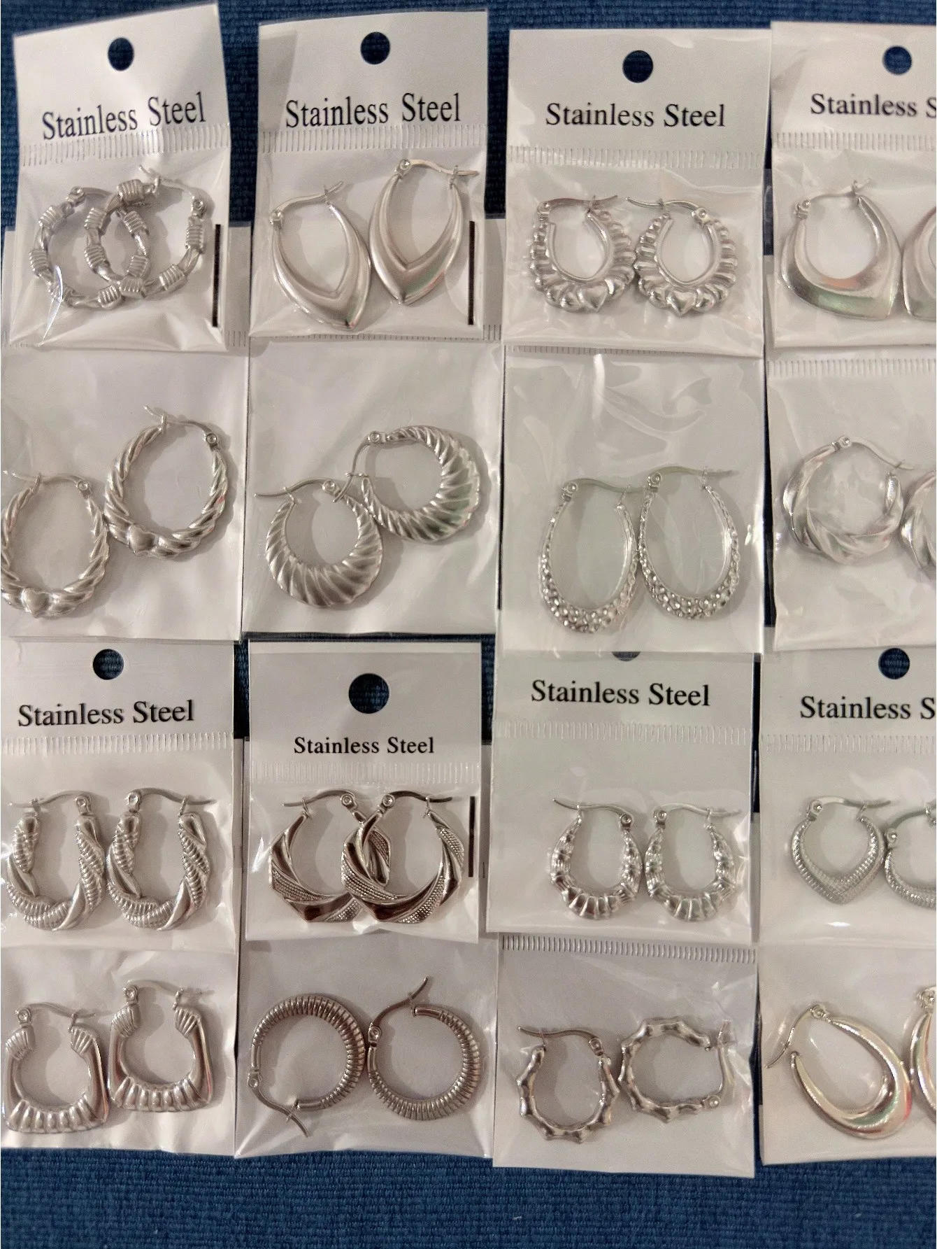 

16pcs Stainless Steel Hoop Earrings for Women, Korean Minimalist Asymmetric Design, Daily & Party Wear