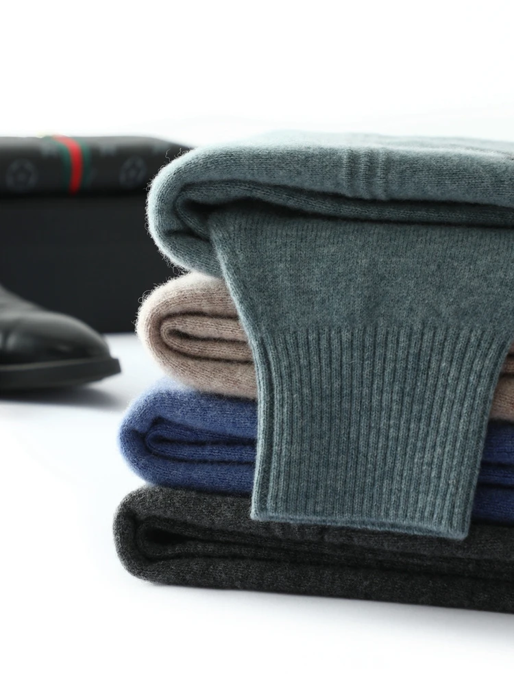 

Men's Thick Stand Collar Sweater Autumn Winter 100% Merino Wool Knitwear Half Zipper Comfortable Long Sleeve Business Clothing
