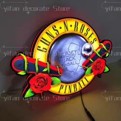 Guns N Roses by Jersey Jack Pinball  Logo Lightbox LED Sign for Garage Business Decor Kid Nightlight 3D Print Gift Desktop Light