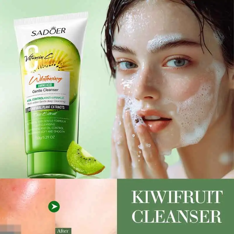 Fruit Kiwi VC Whitening Anti-Wrinkle Amino Acid Gentle Cleanser for Oily Skin, Soothing, Purifying and Cleansing