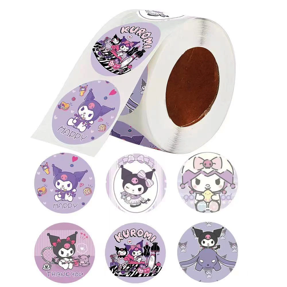 120/200/500 stücke Kawaii Sanrio Danke Aufkleber Rolle Hallo Kitty Kuromi Cartoon Abdichtung Etiketten Aufkleber Nette kinder Belohnung Aufkleber