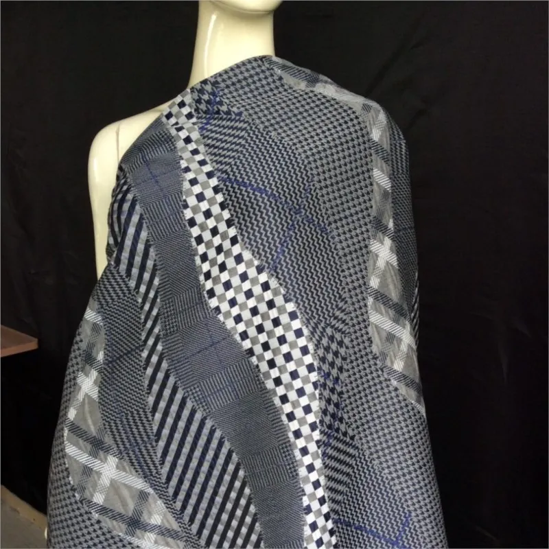 Geometric patchwork checkered jacquard fabric patch flower trench coat outer shoe bag