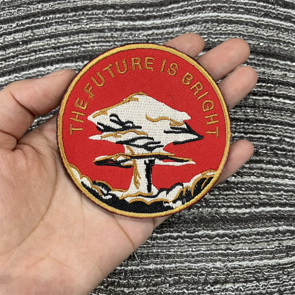 The Future Is Bright Embroidery Patch on Clothing Hook and Loop Patches Backpack Explosive Mushroom Cloud Tactical Morale Badges