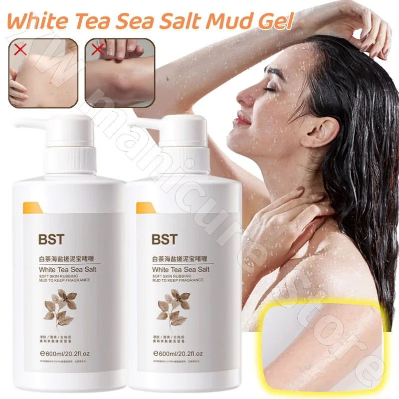 

Bisutang White Tea Sea Salt Rub Mud Gel Refreshing Exfoliation Exfoliates Dead Skin Deep Cleanses and Moisturizes Skin 600ml
