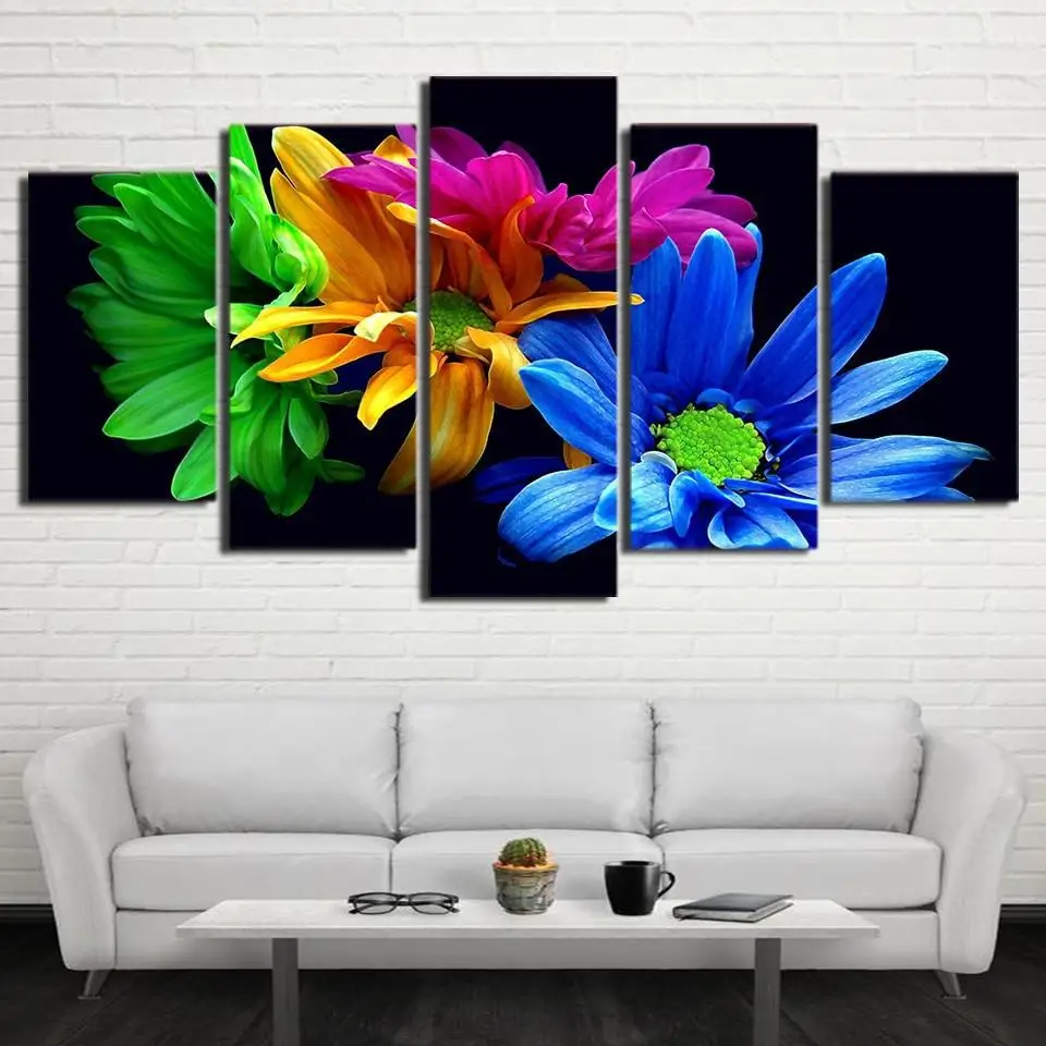 

100CM Five Link HD Room Decoration Painting Spray Painting Flowers Roses Bedhead Hanging Painting Home Sea