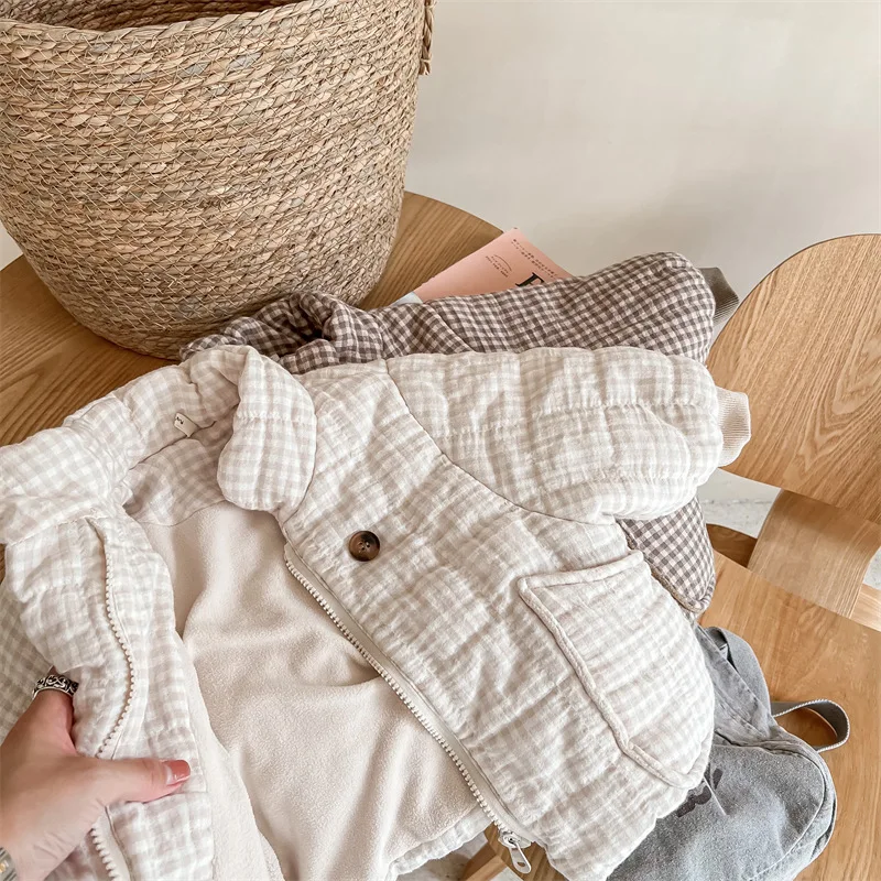 

Girls coat 2025 autumn and winter new children's clothing girls baby fashion loose jacket cotton warm padded casual simple
