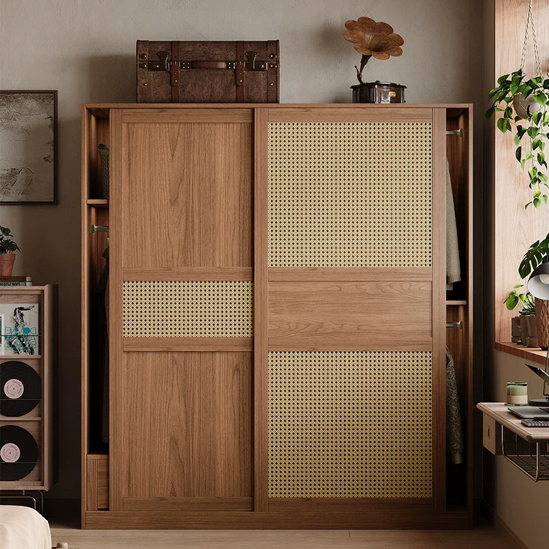 Rustic Brown Long Wardrobe Heavy Duty Simple Drawer Cabinet Wardrobe Bedroom Modern Cheap Szafa Na Ubrania Home Furniture