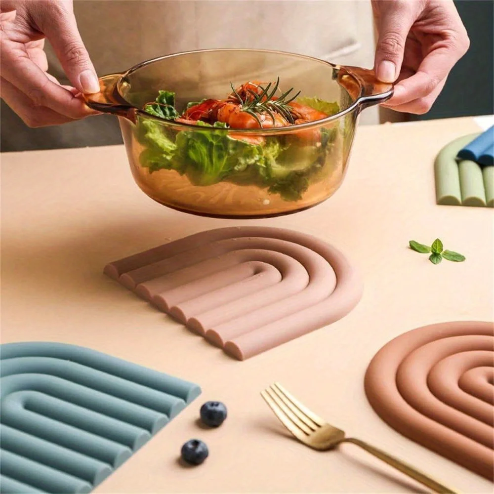 Colorful Silicone Trivet, Heat-Resistant Pot Holder Mat, Insulated Coasters, Multi-Purpose Anti-Slip Hot Pads