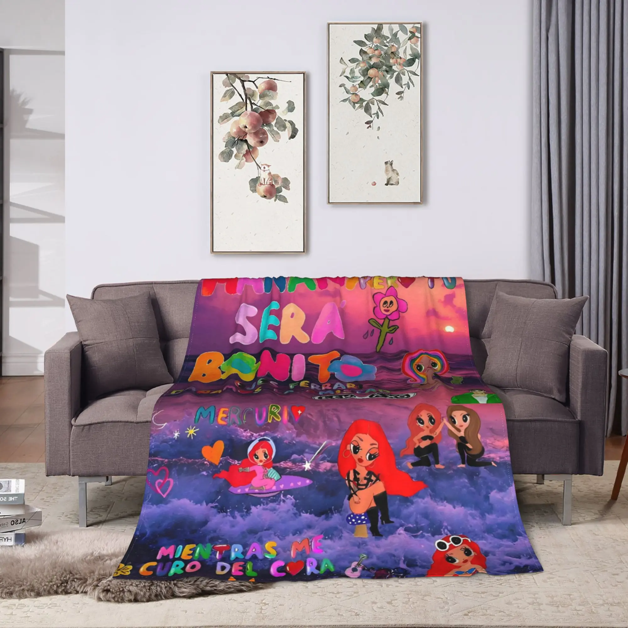 Manana Sera Bonito Karol G Super Warm Blanket  Plush Throw Blanket Street Trend Living Room Flannel Bedspread Sofa Bed Cover