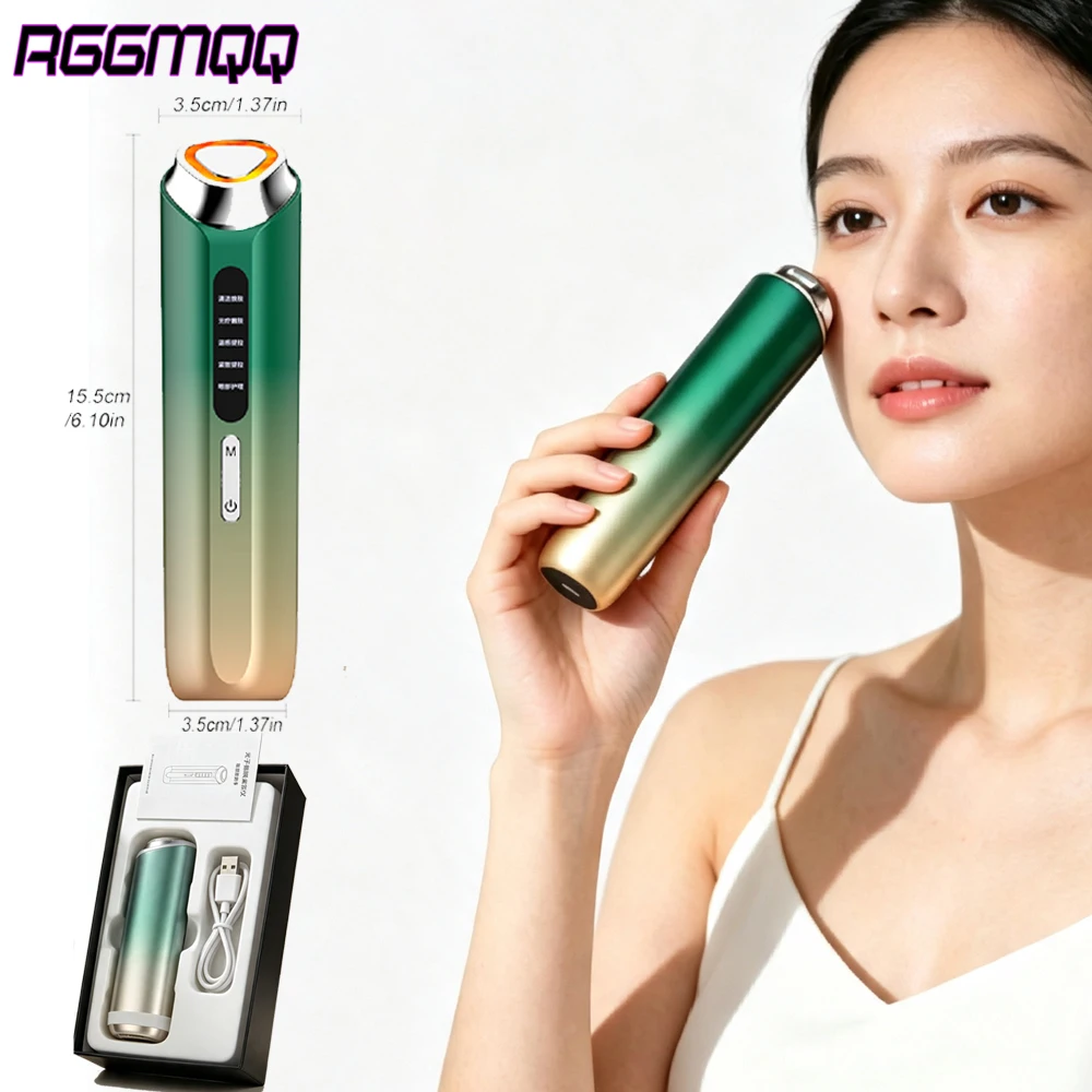 5-In-1 Smart Skin Detection Facial Massager Red Blue Light Heat Vibration Therapy Wand Anti Aging Firming Device For Face Neck