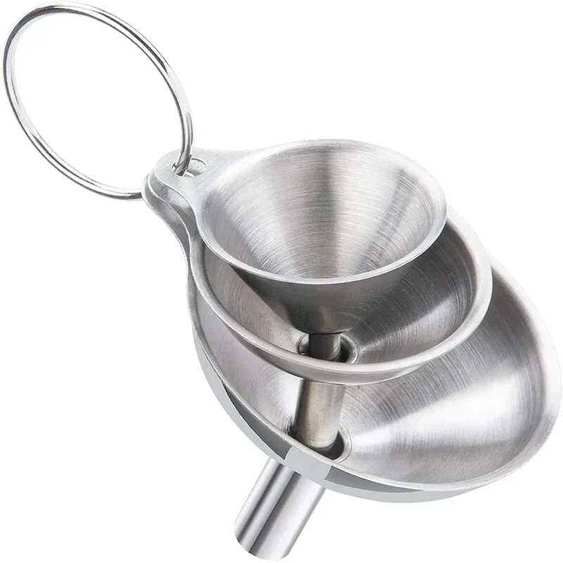 Food-Grade Stainless Steel Funnel Set – Compact Funnels for Oil, Spices & Bottles