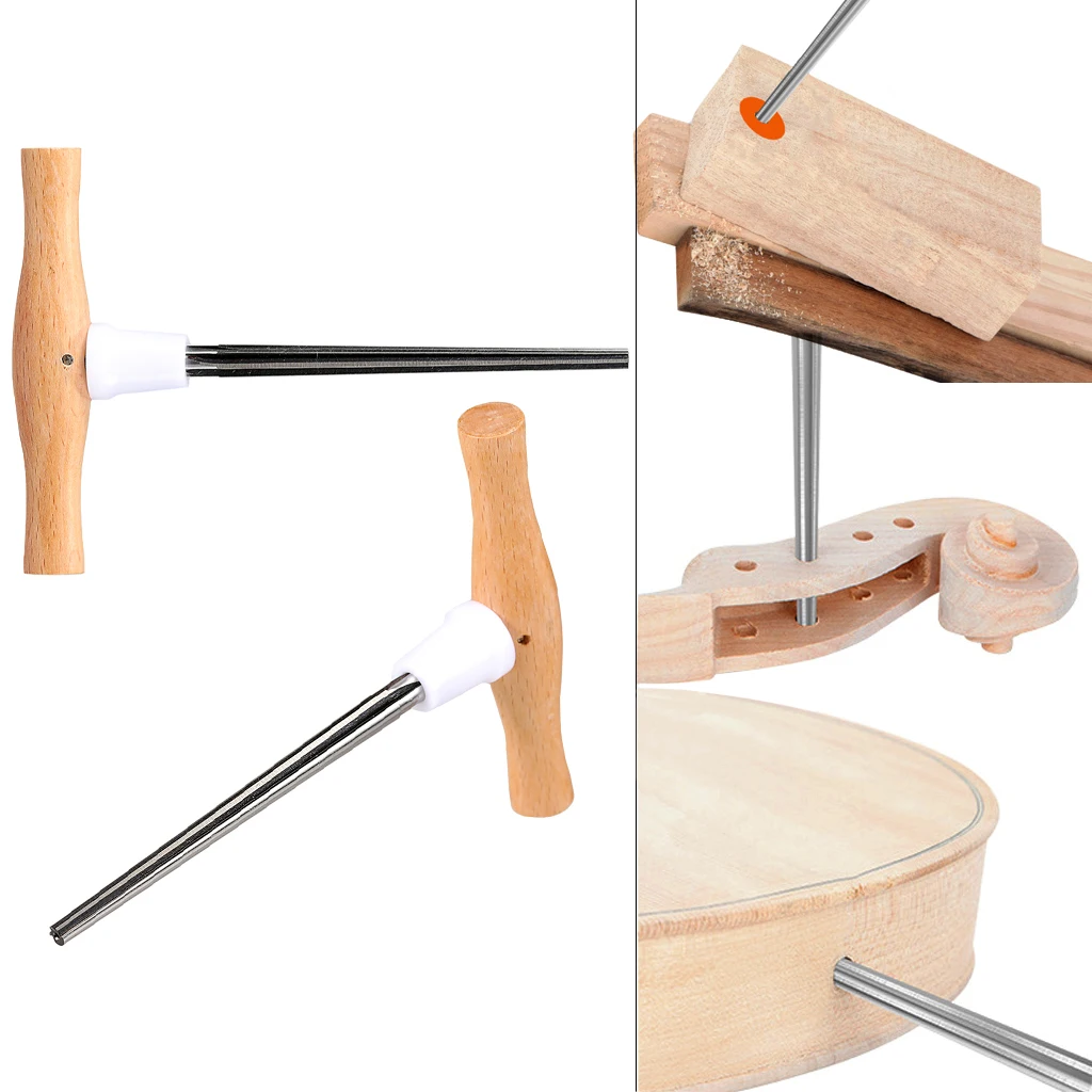 

Violin Viola Tapered Peg Hole Reamer Tool Precision Wood Handle Luthier Kit with Carbon Steel Blades Friction-Free Adjustments