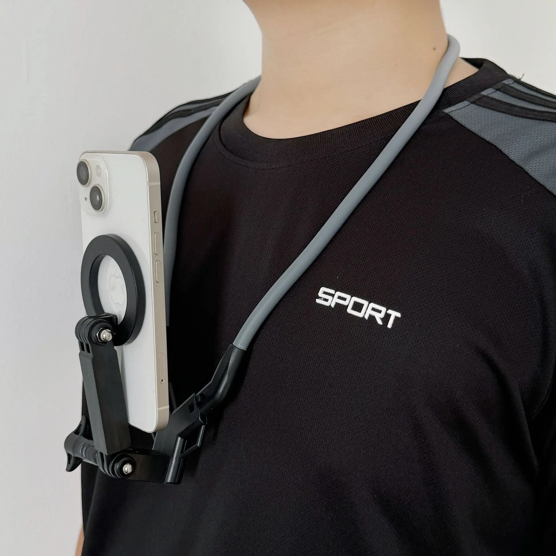 

Neckband Style Mobile Phone Holder Stand Support Magnetic Suction Stable Universal Type With Protective Rope for Universal Phone