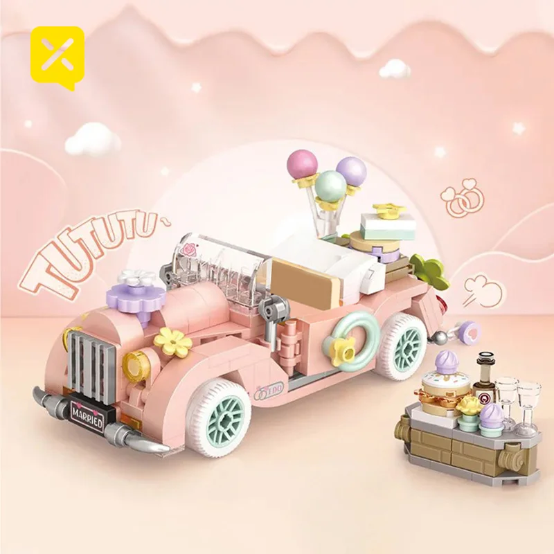 Q-Moe Series Sweetheart Car Building Blocks Set Girls' Mini Food Truck Building Blocks Toy Christmas Birthday Gift