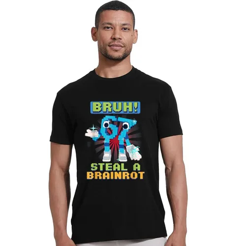 Imagen 2 del producto Bruh 67 Meme Steal A Brainrot Pixel camiseta Humor caótico Y2k Gaming Saying Tee novedad regalo niños moda blusas de manga corta