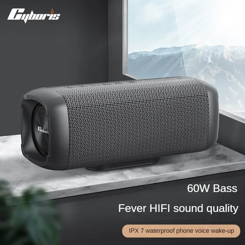 60W High Power DSP Wireless Bluetooth Speaker Outdoor Portable Subwoofer IPX7 Waterproof Soundbox Intelligent Voice Speakers TWS