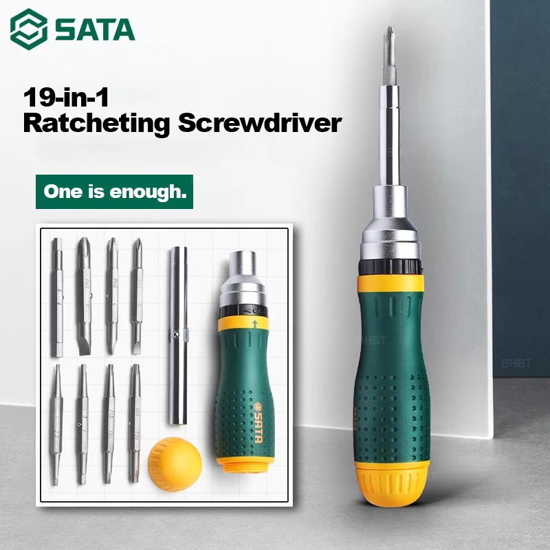 SATA 19 In 1 Interchangable Ratchet Screwdriver Set Two-way Ratchet Multi-function Screw Driver Bolt Driver Hand Tools