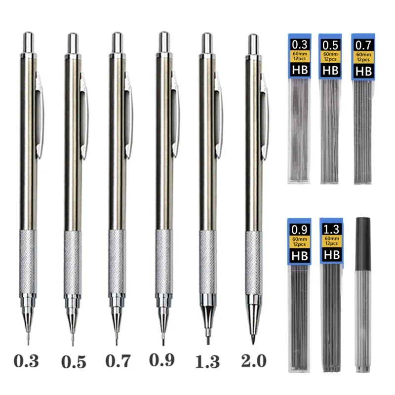 

Metal Mechanical Drawing Pencil School HB Art Sketch Writing Pencil Leads Office Student Stationary 0.3 0.5 0.7 0.9 1.3 2.0 mm