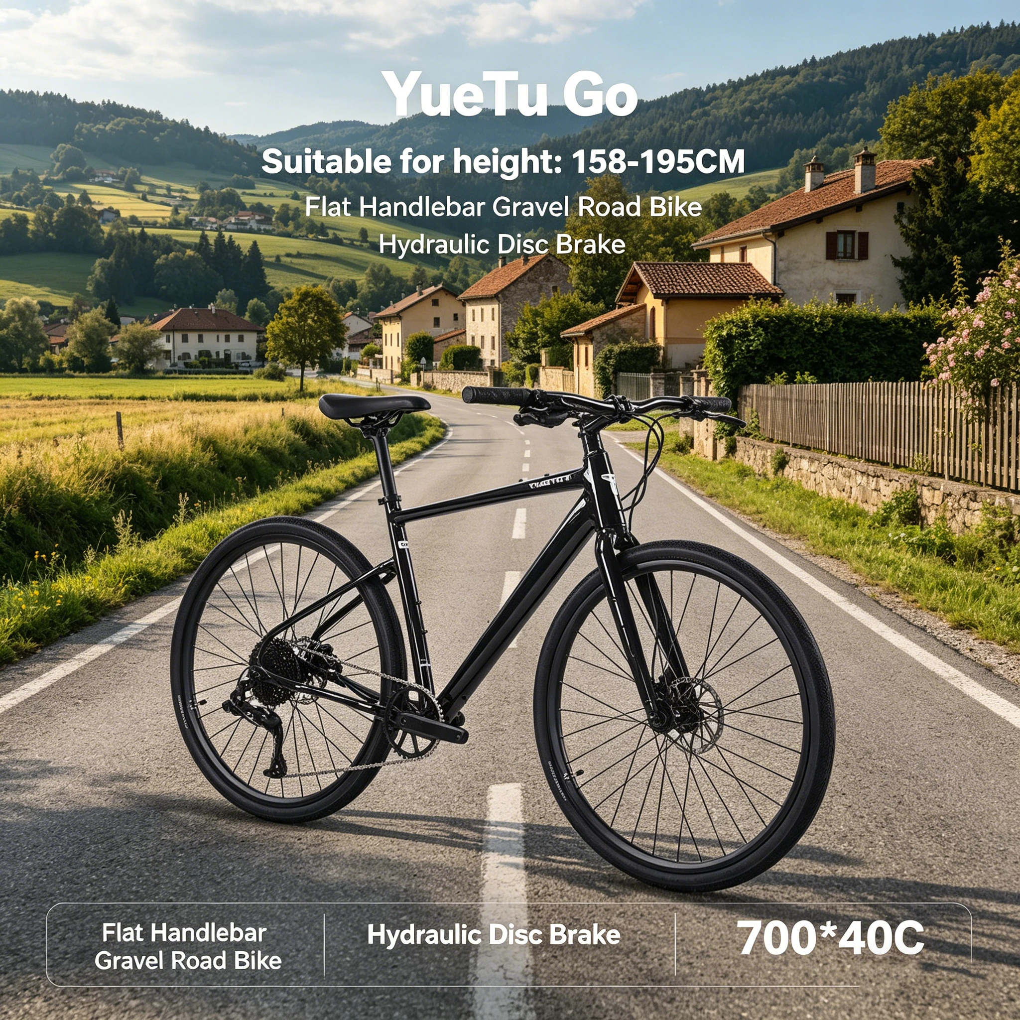 

Gravel Flat Handlebar Road Bicycle 10 Speed Hydraulic Disc Brake 700*40C Lightweight Competitive Bicycle Suitable For Commuting