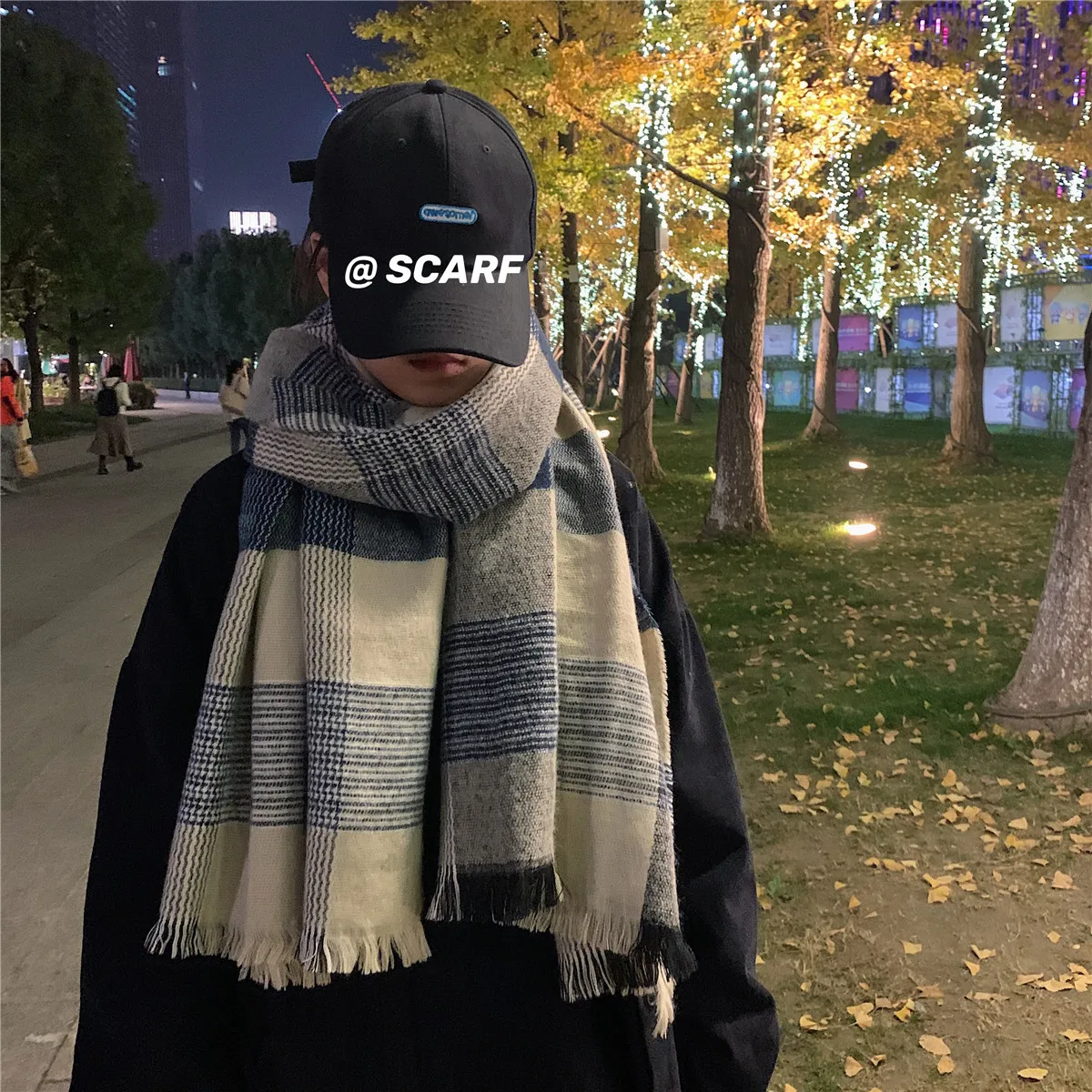 Men's Winter Scarf Cashmere Woolen Checker Scarf Fashion Lovers' Scarves Women's Autumn and Winter Tassel Shawl Men's Neck Scarf