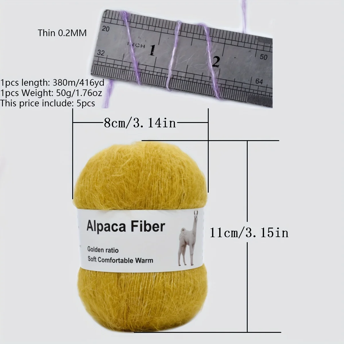 50g Alpaca Mohair Yarn Long Plush Thick Crochet Wool Yarn For Knitting Scarf  Baby Sweater Summer Winter Thread 380m/416yd 5PCS