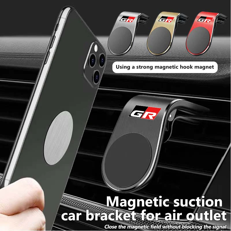 Magnetic Car Logo Phone Holder Air Vent Clip Mount GPS Stand For Toyota GRsport Hilux Aygo Yaris Corolla Rav4 CHR Auris