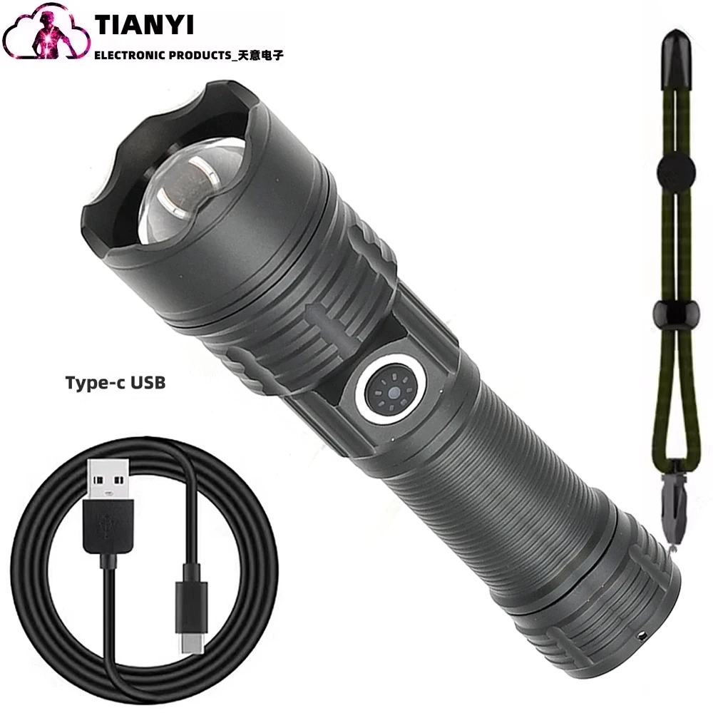 20W Zoom White Laser LED Flashlight High Lumens Rechargeable Tactical Light, Picatinny Mount, Pressure Switch for Long Distance