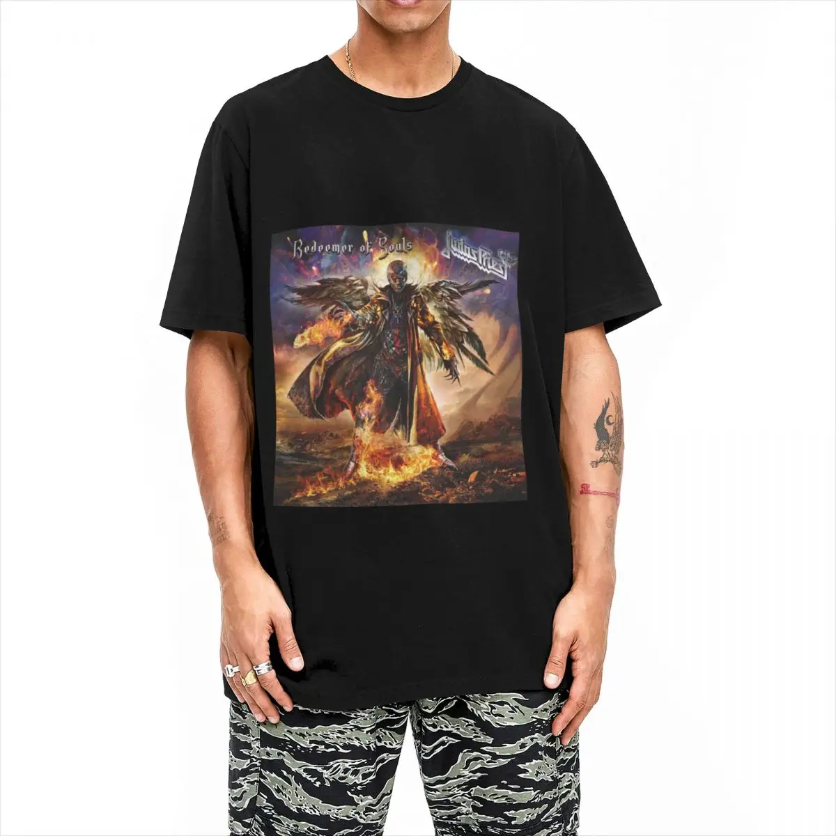 Judas Priest T-Shirt aesthetic Novelty T-Shirts Short Sleeve Vintage Tshirt Beach Cotton Crewneck Plus Size Tees