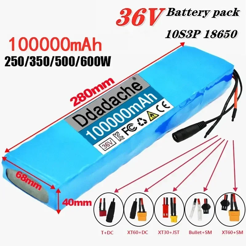 

10S3P 36V 100Ah 18650 Rechargeable Lithium Battery Pack 1000W Power Modified Bicycle Electric Scooter Vehicle with BMS