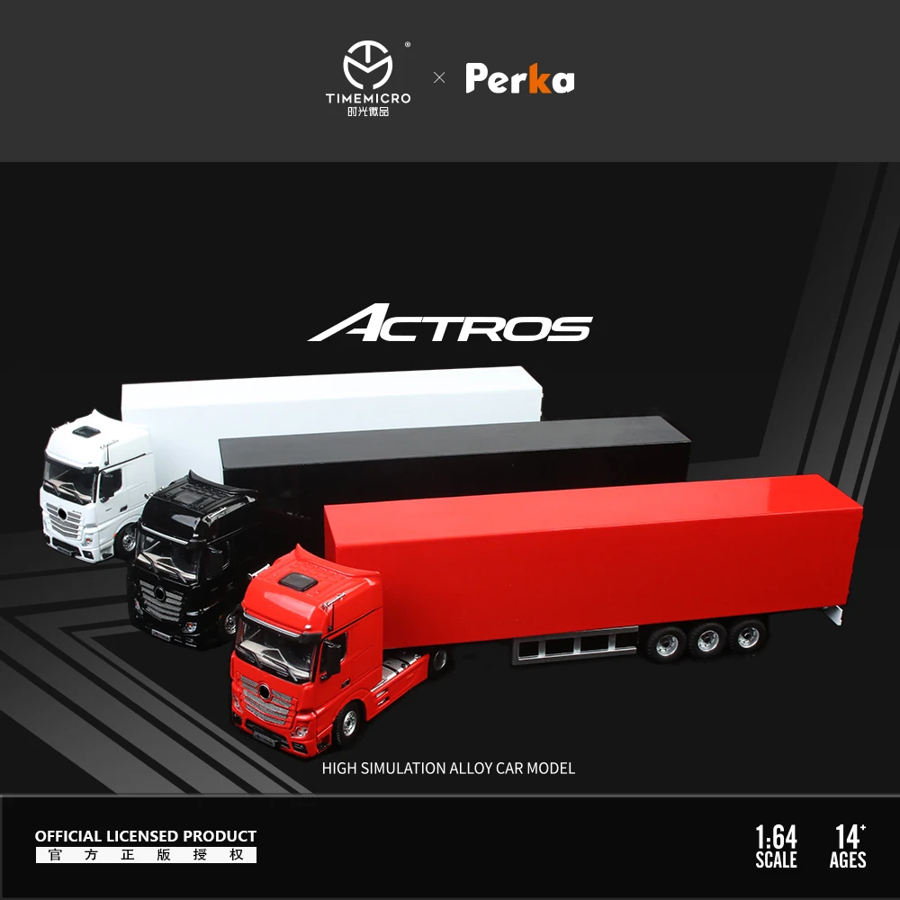 TimeMicro Perka 1:64 Actros Container Truck Simulation alloy Car Model for Collection &Display &Gift