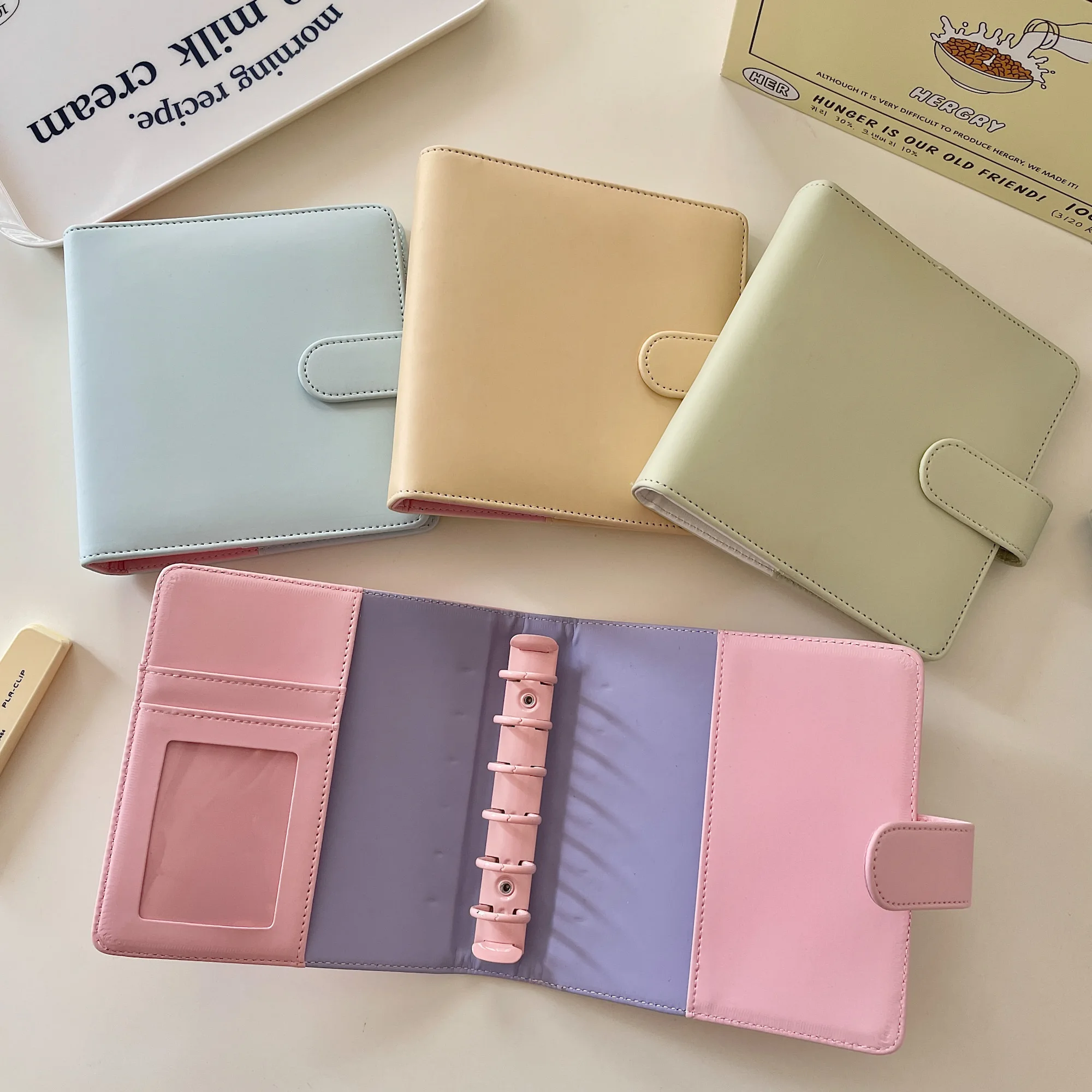 Sharkbang Macaroon A7 Square PU Binder Diary Notebook Journals Agenda Planner DIY Idol Kpop Collect Book Gift Set Stationery