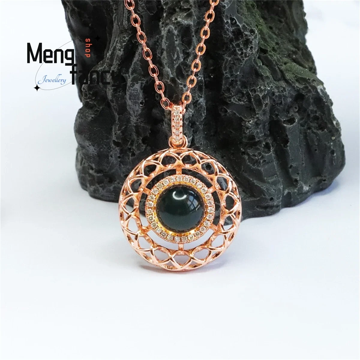 

Natural Blue Pearl Water Purifying Amber Hollow Out Big Round Brand Necklace Elegant Personalized Fashion Versatile Fine Jewelry