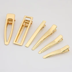1-2PCS 14K Gold Plated Iron Hair Clip Blank Base Hairpin Setting For Women Girl DIY Handmade Headwear Jewelry Making Accessories