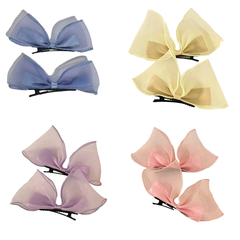 Sweet Hair Clip Glitter Bowknot Duckbill Hairpin Lace Hair Clip for Ponytail Bangs Hairpins for Teenagers Children