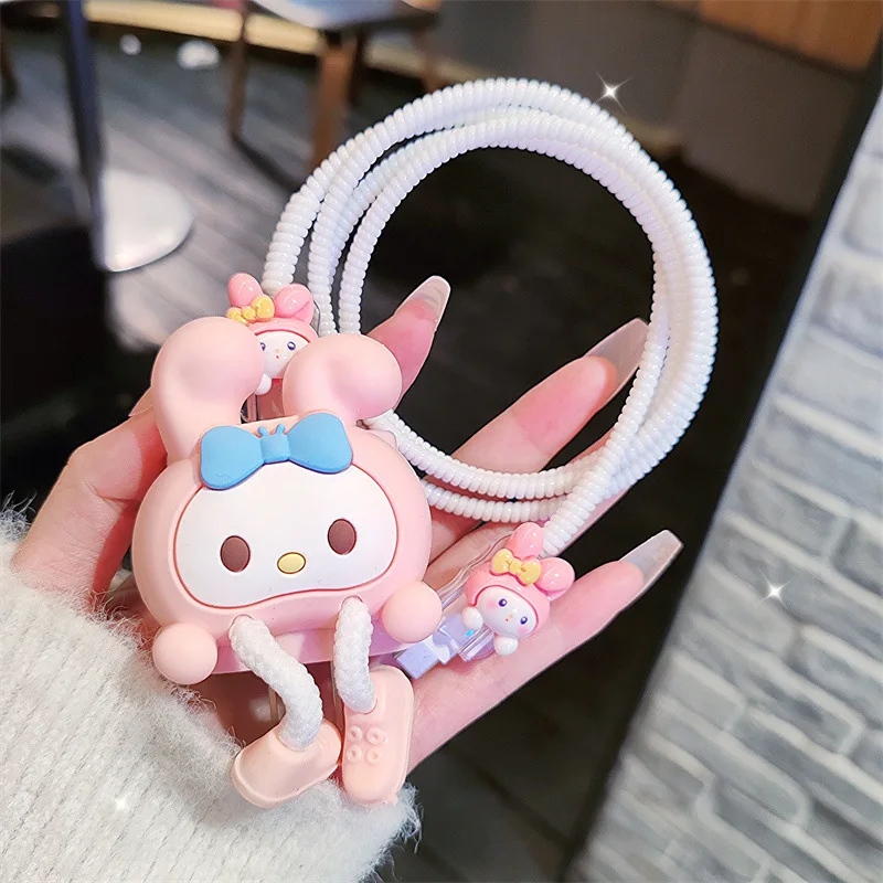 New DIY couple big eared dog Sanrio charger case for Apple 18W 20W charger adapter protective sleeve and winding set