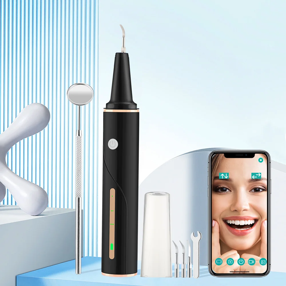 전기 시각 초음파 세척기 치과 스케일러, LED 구강 치석 얼룩 제거제, 치아 클리너, 미백 도구, 3 가지 모드