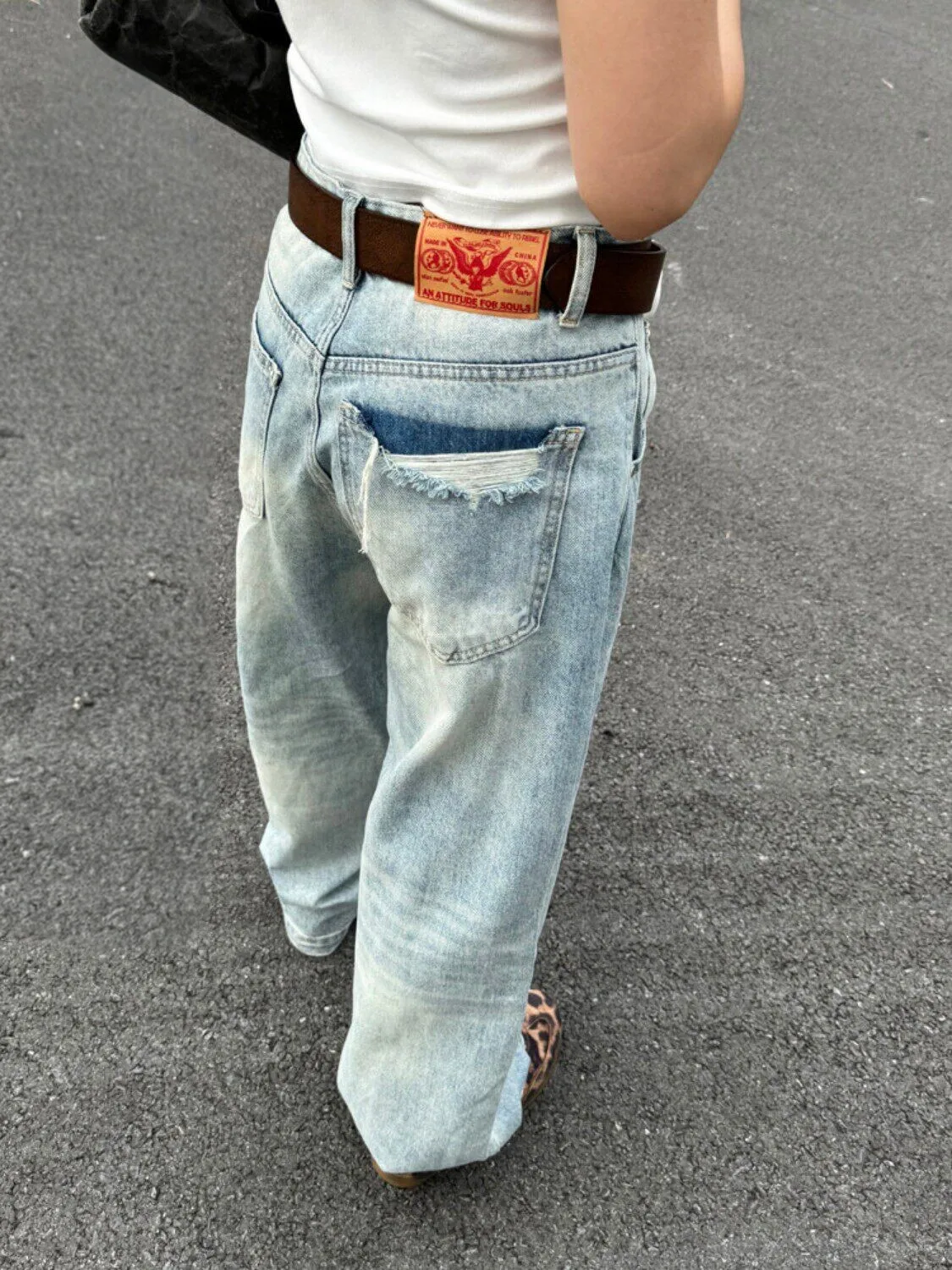 Women's Blue Y2k Oversize Jeans Harajuku Vintage Wide Leg Denim Trousers American Retro 2000s Style Boyfriend Jeans Pants Autumn
