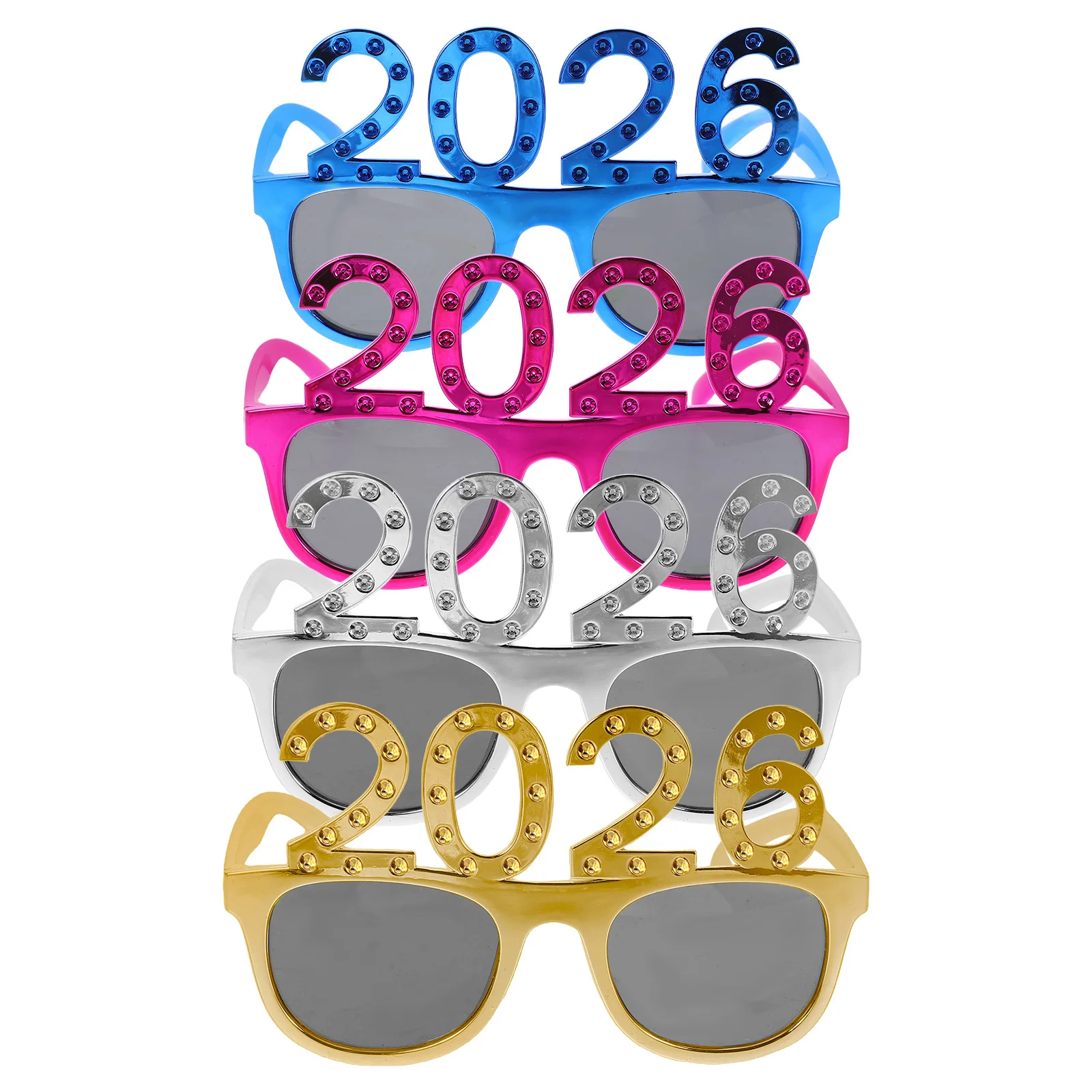 

4Pcs Square Rhinestone Number Glasses New Year Eve Graduation Party Photo Booth Props Fashion Eyewear Fun Glasses for Party