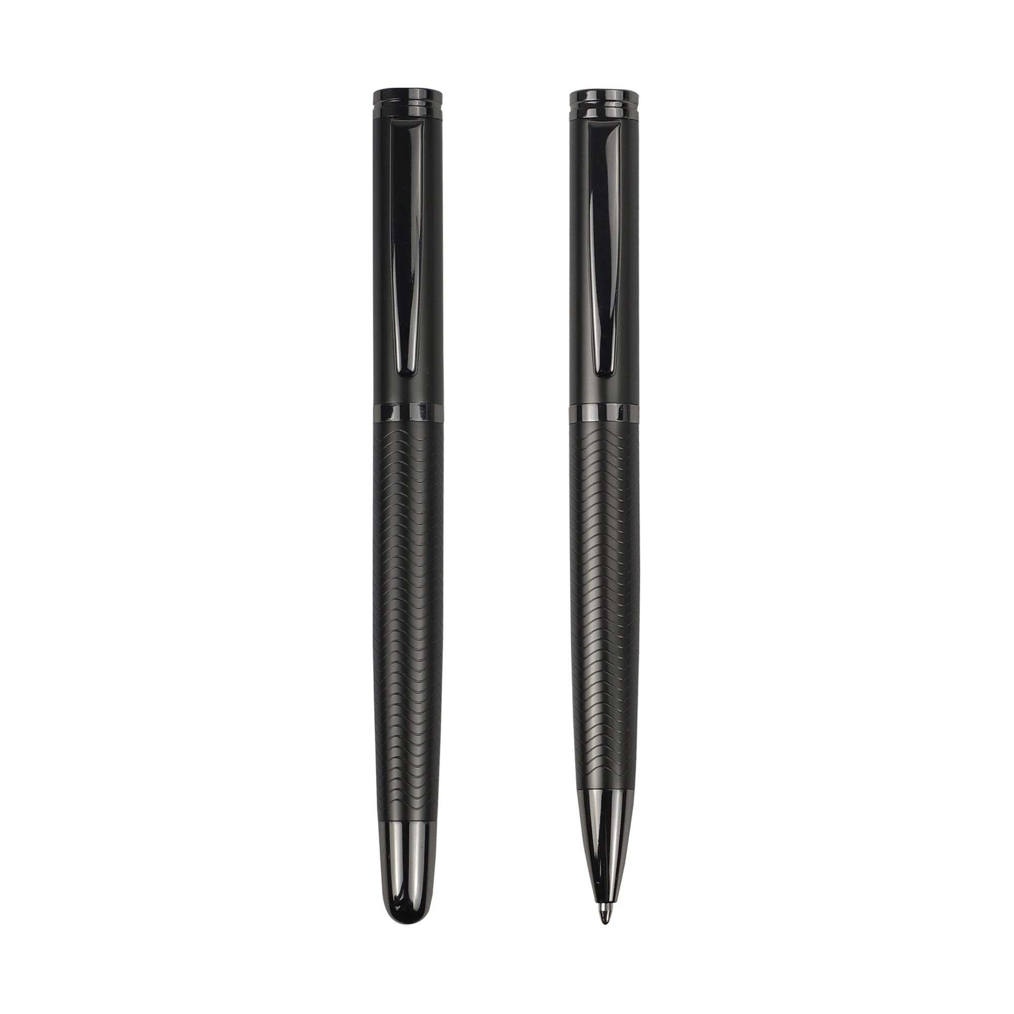 2 Stück/1 Set Stift mit grauem Gunmetal-Drachenschuppen-Design – Enthält 1 Kugelschreiber und 1 Rollerball-Stift – Für den geschäftlichen Gebrauch – Schwarze Tinte – Detail 4